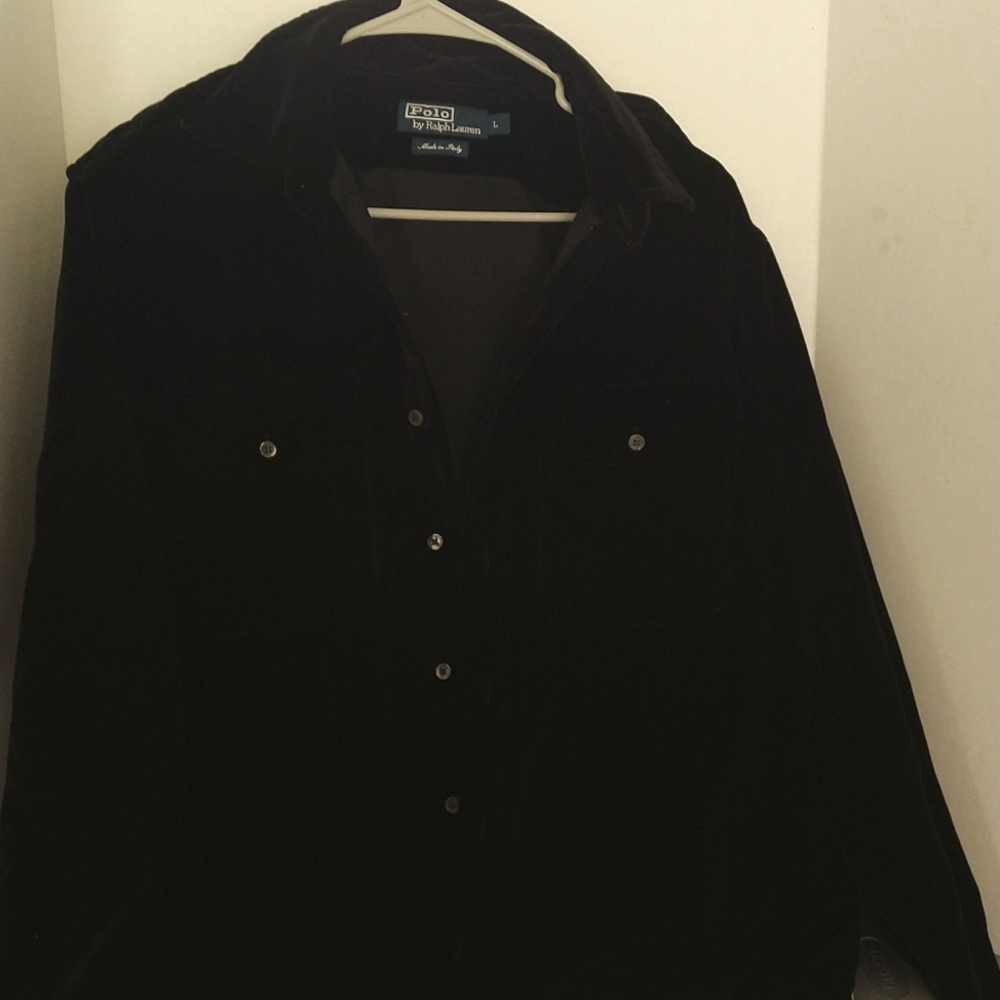 Size large polo by Ralph lauren made in Italy black velvet dress shirt